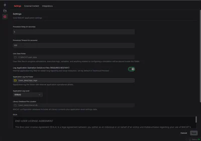 MACAT Settings Screenshot